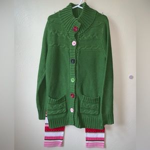 7/8 Gymboree cardigan and leggings Christmas holiday outfit set retial $65